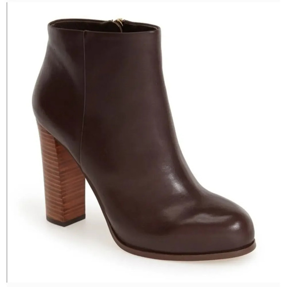 Vince Camuto Womens Grenadine Leather Bootie Clog Chunky Boot Size 9.5 Brown Zip - Picture 1 of 14